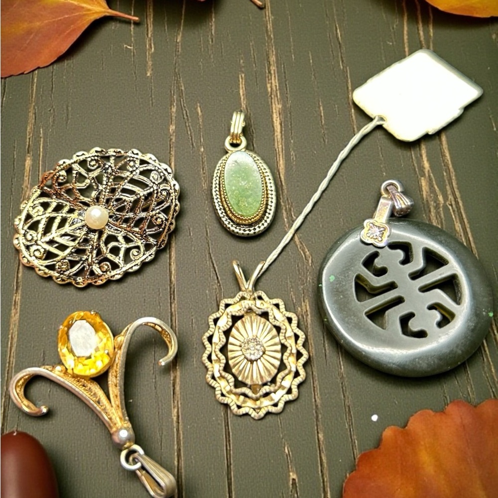 Estate Vintage Gold 14KGF and Sterling Settings. Unique Collection.